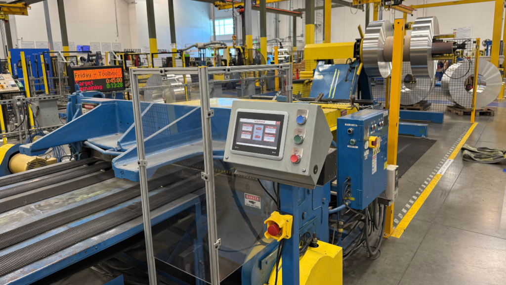 Precision metals cut-to-length line with a new HMI and modernized control system installed by Control Concepts.